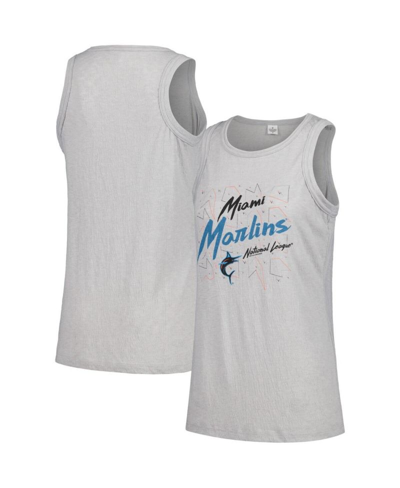 Women's Gray Miami Marlins Gauze High Neck Tank Top