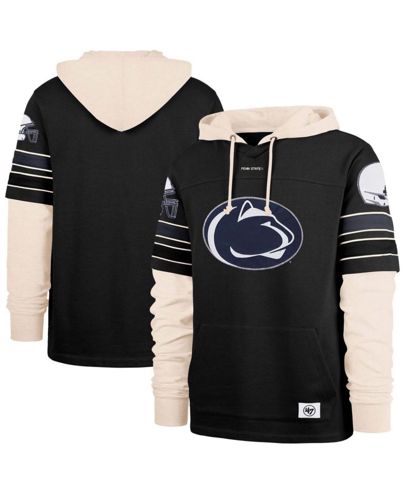 Men's Black Penn State Nittany Lions Split Zone Cornerback Lacer Pullover Hoodie
