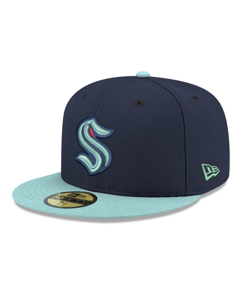 Men's Navy Seattle Kraken Core Logo Two-Tone 59FIFTY Fitted Hat