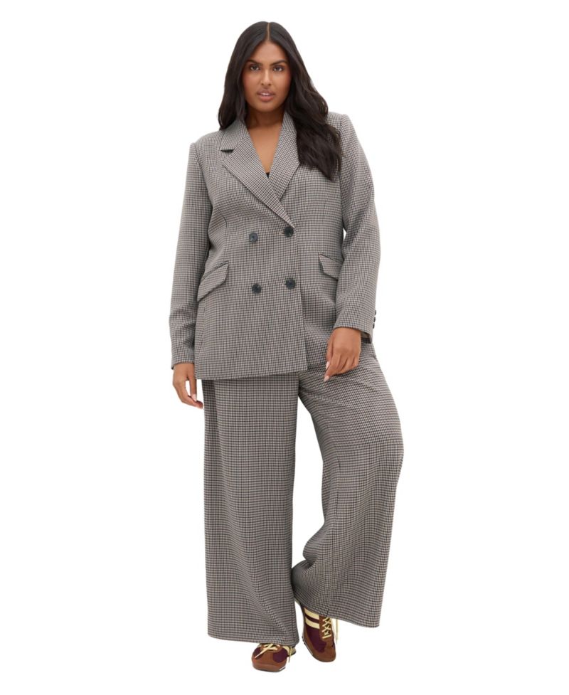 Plus Size Tiana Double-Breasted Plaid Jacket