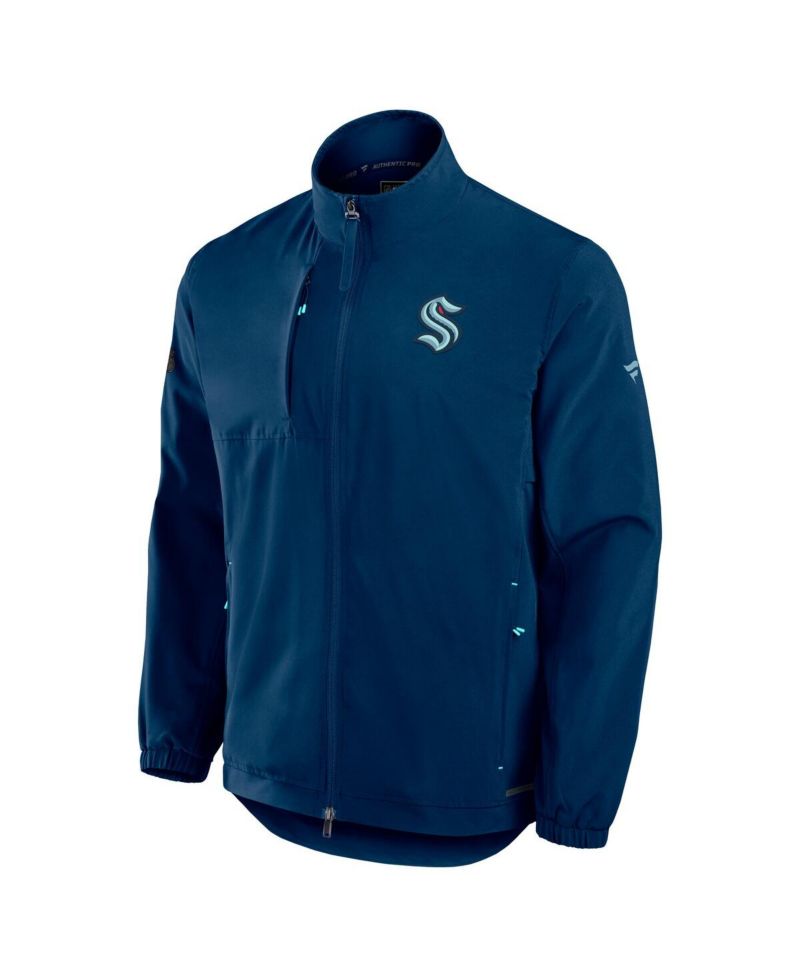 Men's Deep Sea Blue Seattle Kraken Authentic Pro Rink Coaches Full-Zip Jacket