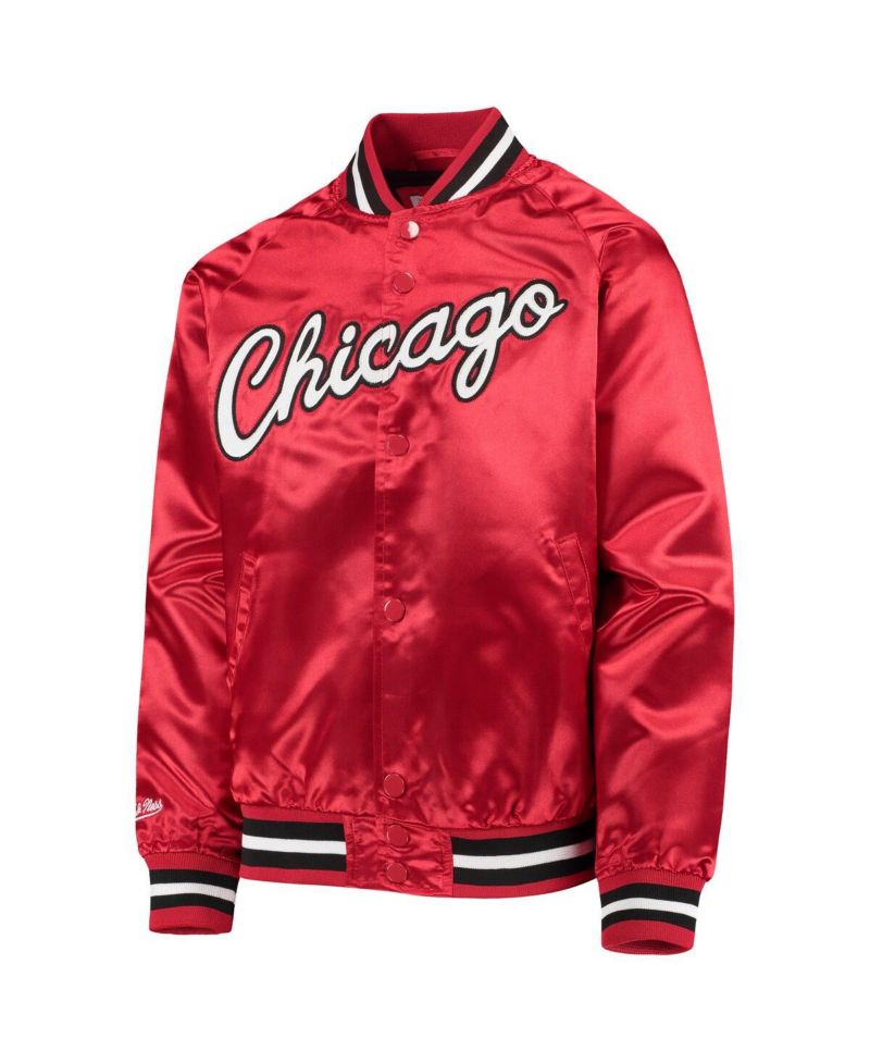 Big Boys and Girls Red Chicago Bulls Hardwood Classics Satin Raglan Full-Snap Jacket