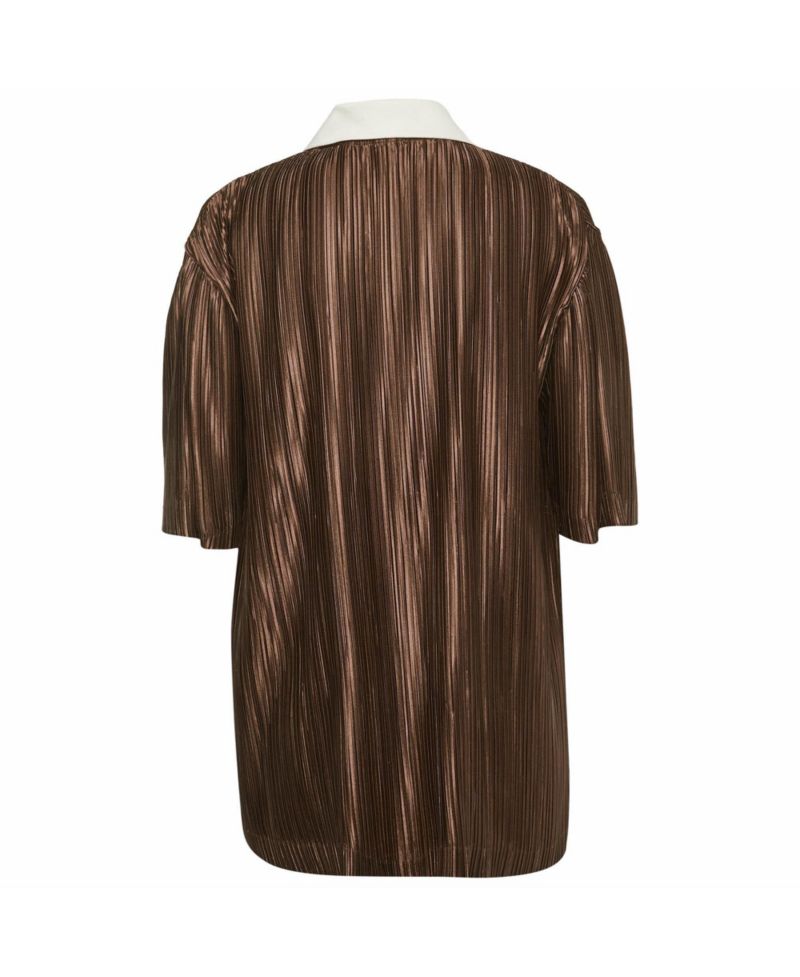 Women's Krazy Love Plisse Satin Polo Top