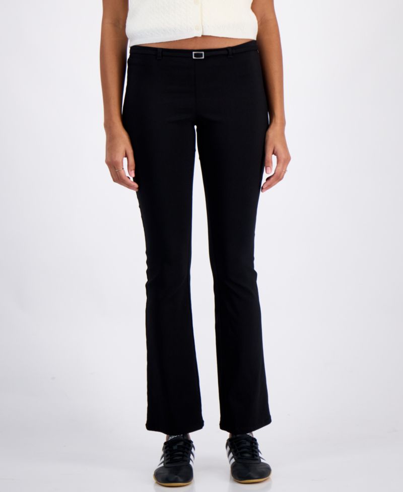 Juniors' Low Rise Belted Flare Pants