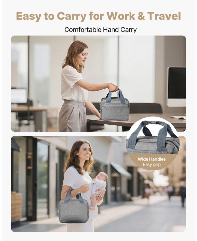Wearable Breast Pump Bag with Ice Pack, Fits M5/M6, Storage for Pump Accessories & Breastmilk, Portable Carrying Case, Grey