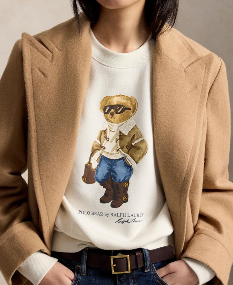 Women's Winter Polo Bear Fleece Crewneck Sweatshirt