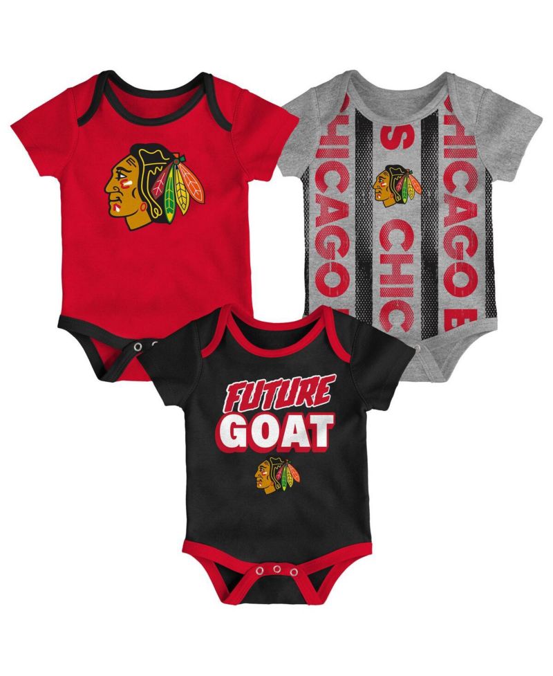 Newborn 3-Pack Chicago Blackhawks Loyal Buddies Bodysuit Set