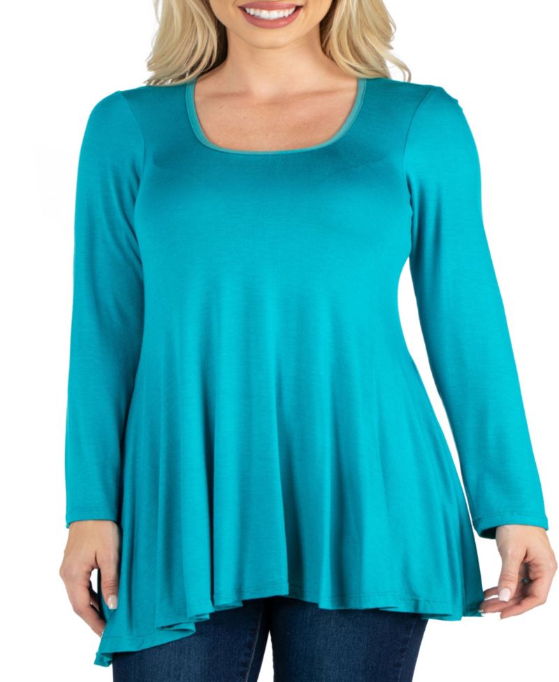 Women's Long Sleeve Swing Style Flared Tunic Top