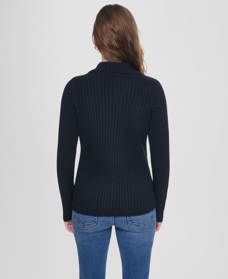 Women's Long-Sleeve Polo Cardigan