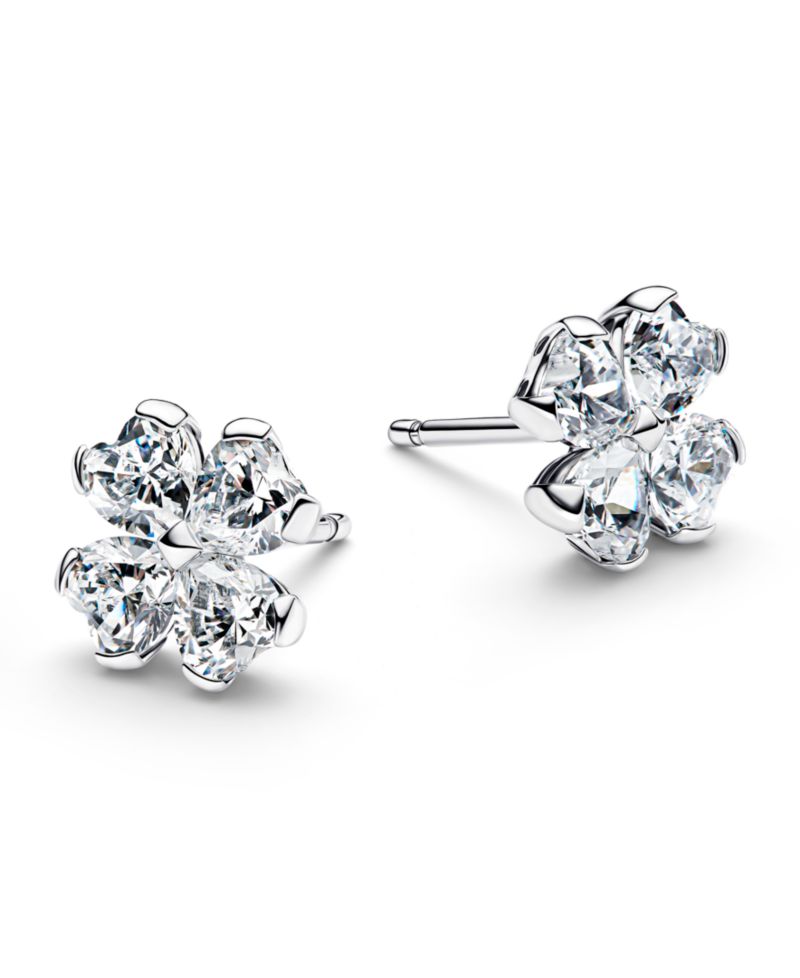 Sparkling Lucky Clover Stud Earrings