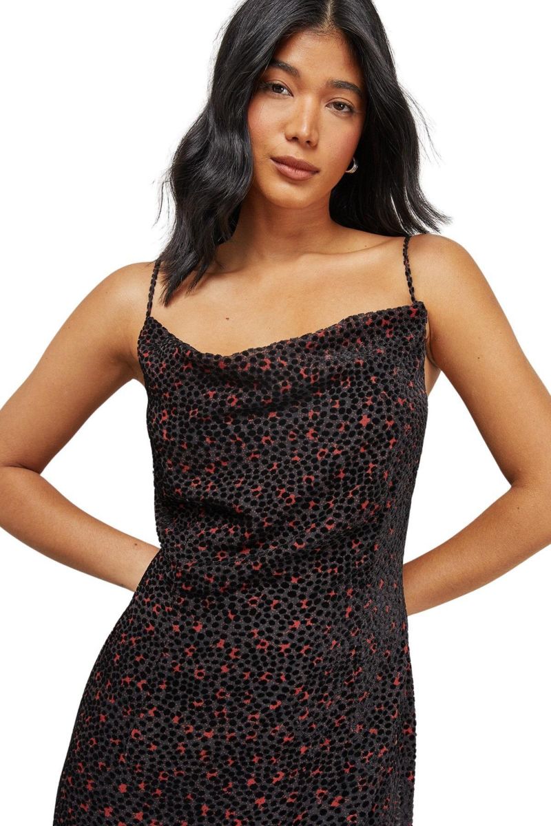 Women's Spot Devore Cowl Neck Maxi Dress.