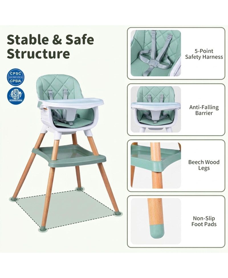 9-in-1 Convertible Baby High Chair with Adjustable Double Tray