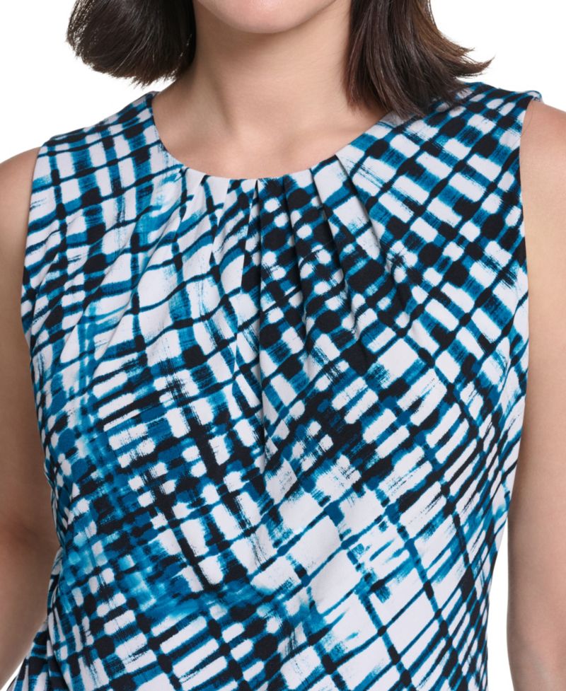 Women's Pleated Crewneck Sleeveless Top
