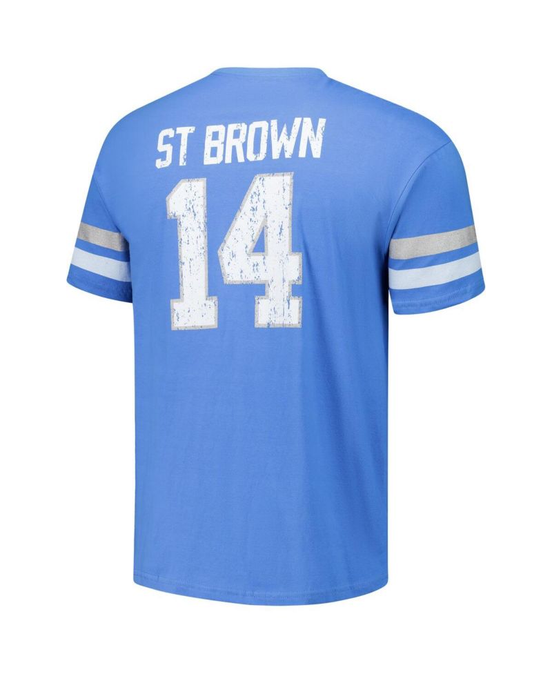 Men's Amon-Ra St. Brown Blue Detroit Lions Oversized Player Name & Number T-Shirt