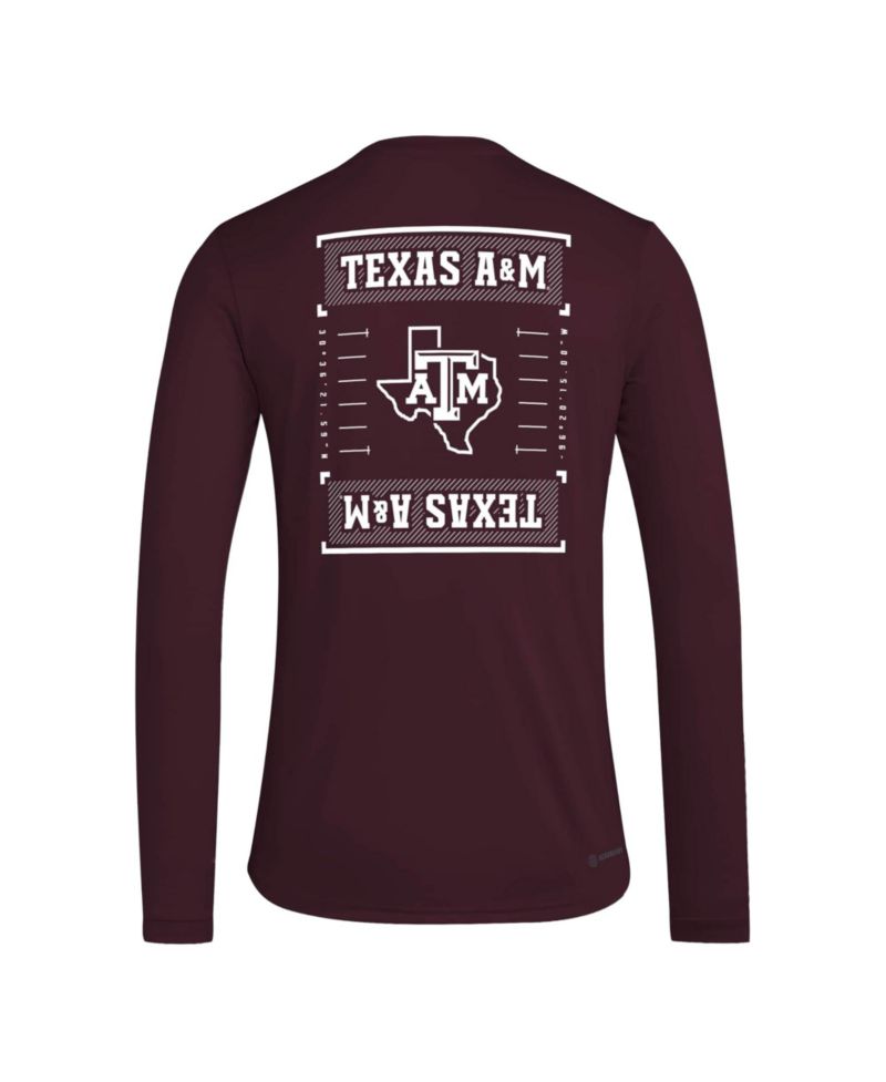 Men's Maroon Texas A&M Aggies Locker Football Icon AEROREADY Pre-Game Long Sleeve T-Shirt