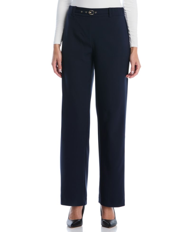 Petite Novelty Pull-On Wide-Leg High-Rise Pants