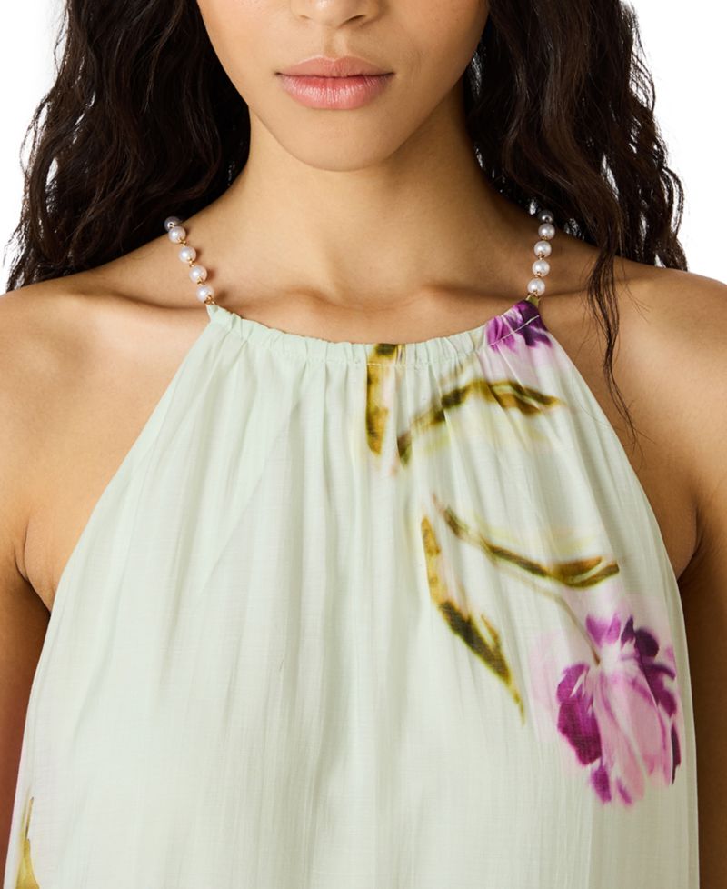 Jamie Floral-Print Halter Tiered Dress