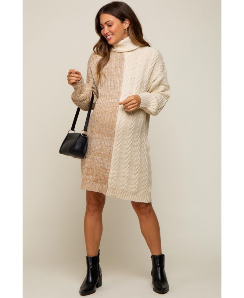 Maternity Turtleneck Sweater Dress