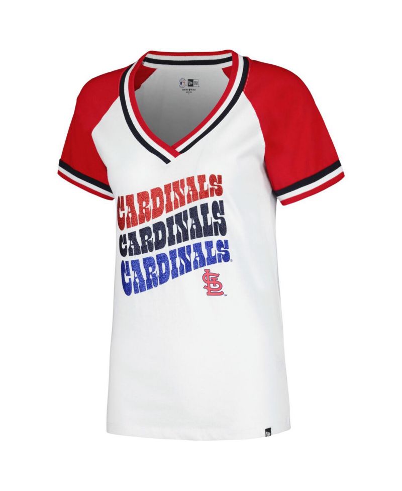 Men's White St. Louis Cardinals Jersey Double Binding Raglan V-Neck T-Shirt