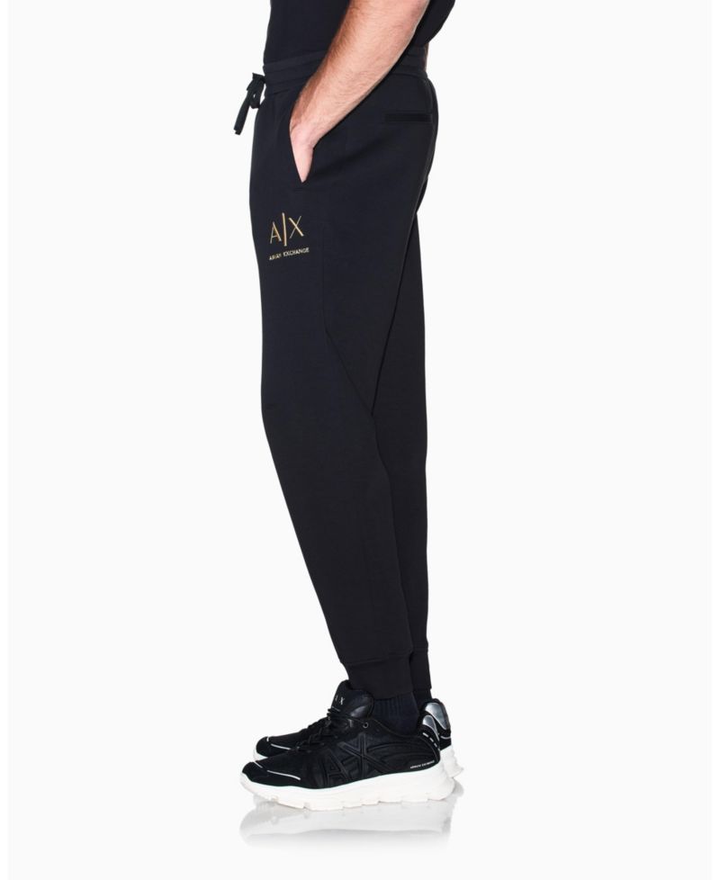 Men's Black And Gold Bonded Cotton Jogger