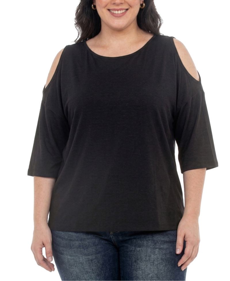 Plus Size Casual Cold Shoulder Pullover Top