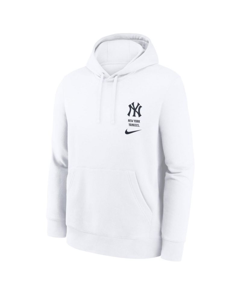 Men's White New York Yankees Minimal Club Fleece Hoodie
