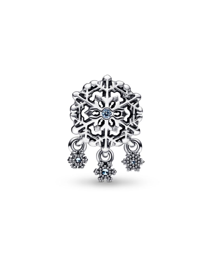 Crystal Stone Icy Snowflake Drop Charm