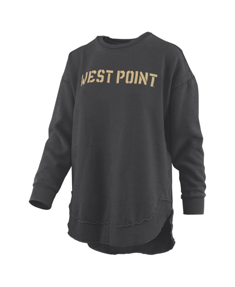 Women's Black Army Black Knights M&eacute;lange Poncho Vintage Fleece Long Sleeve Pullover Sweatshirt