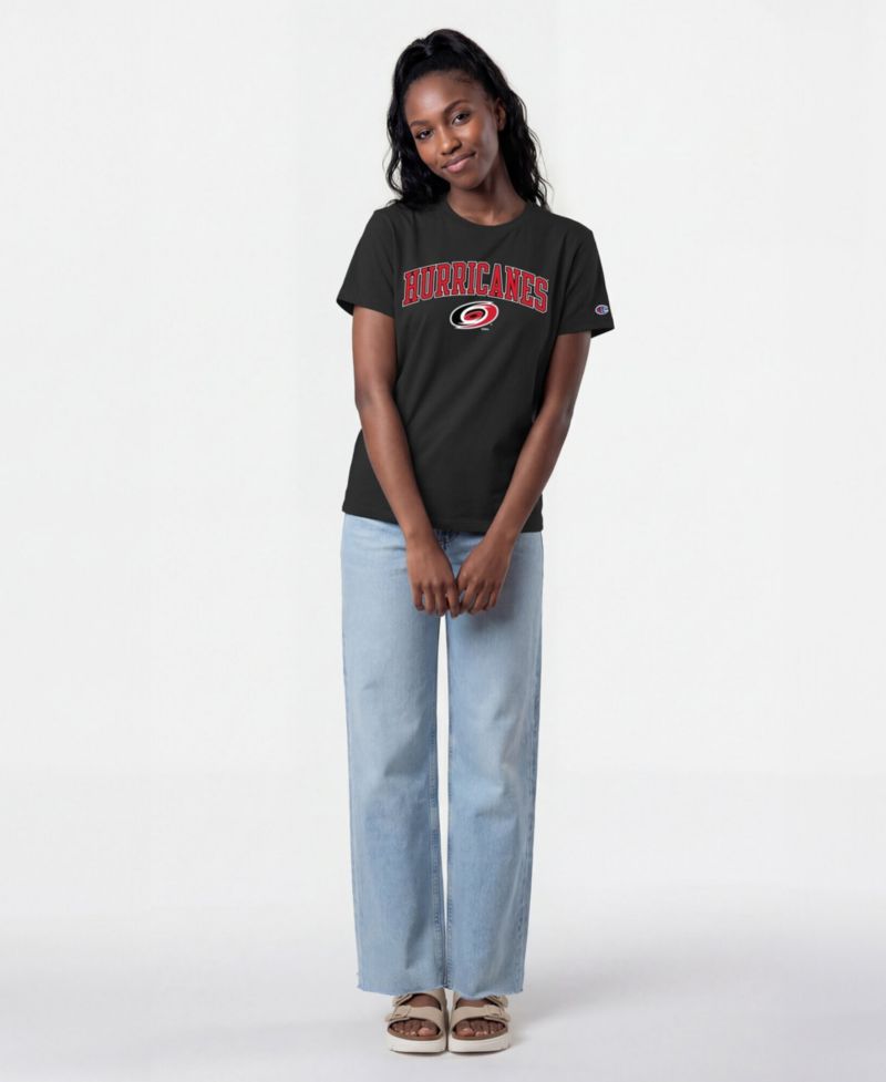 Women's Black Carolina Hurricanes Arch Mascot Logo T-Shirt