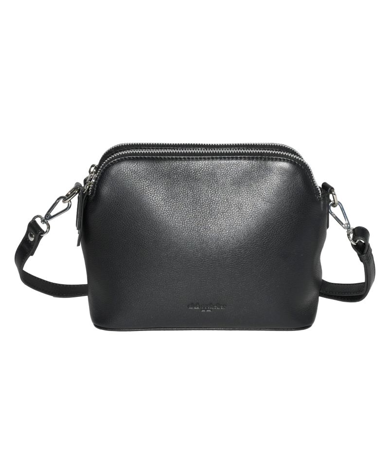 Ladies Leather Double Zipper Crossbody Bag