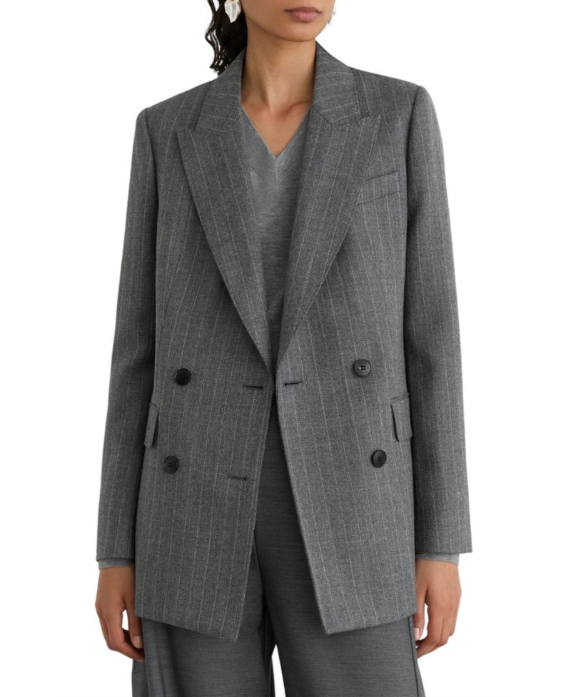 Women's Astrid Wool Double-Breasted Pinstripe Blazer