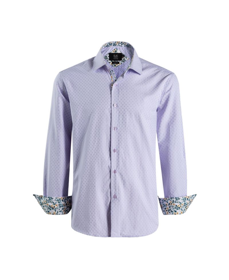 Big Boys Lavender Slim Fit Jacquard Dot Shirt
