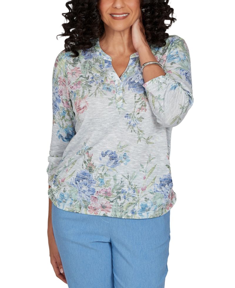Women's Provence Floral Borders Henley Top