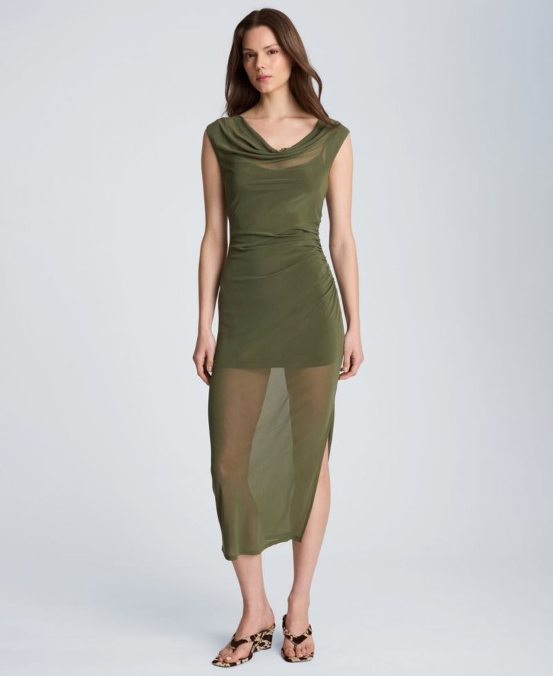Women's Sleeveless Cowl Neck Midi Dress