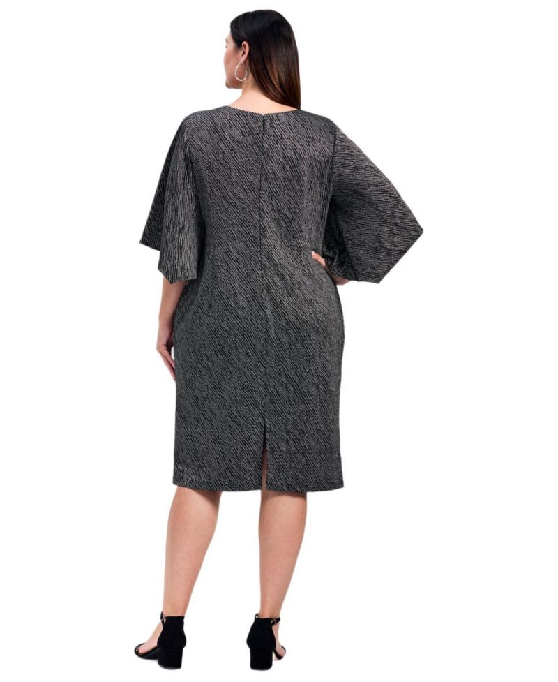 Women's Plus Size Anastasia Metallic Knit Tie Front Dress