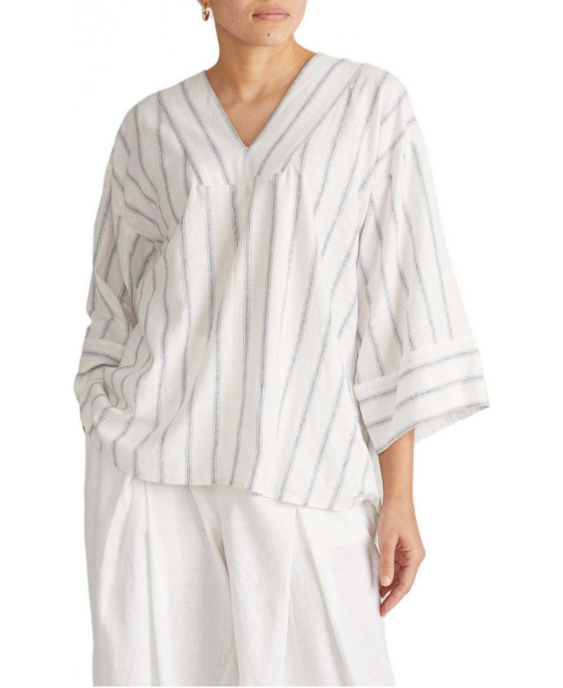 Plus Size Elio V-Neck Linen Top