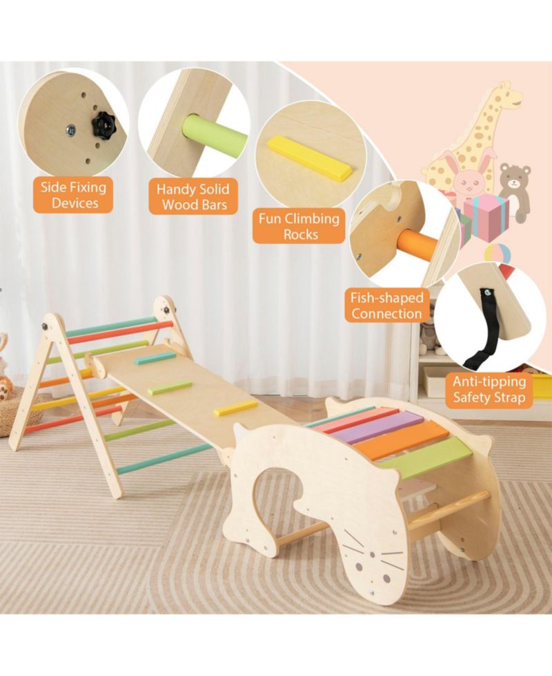 7-in-1 Height-Adjustable Indoor Climbing Toys with Reversible Ramp, 7-Piece Set