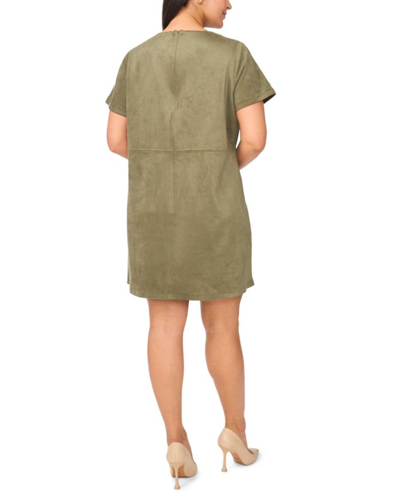 Plus Size Paneled Exposed Stitching Shift Mini Dress