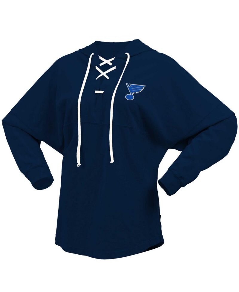 Men's and Women's Navy St. Louis Blues Jersey Lace-Up V-Neck Long Sleeve Hoodie T-Shirt