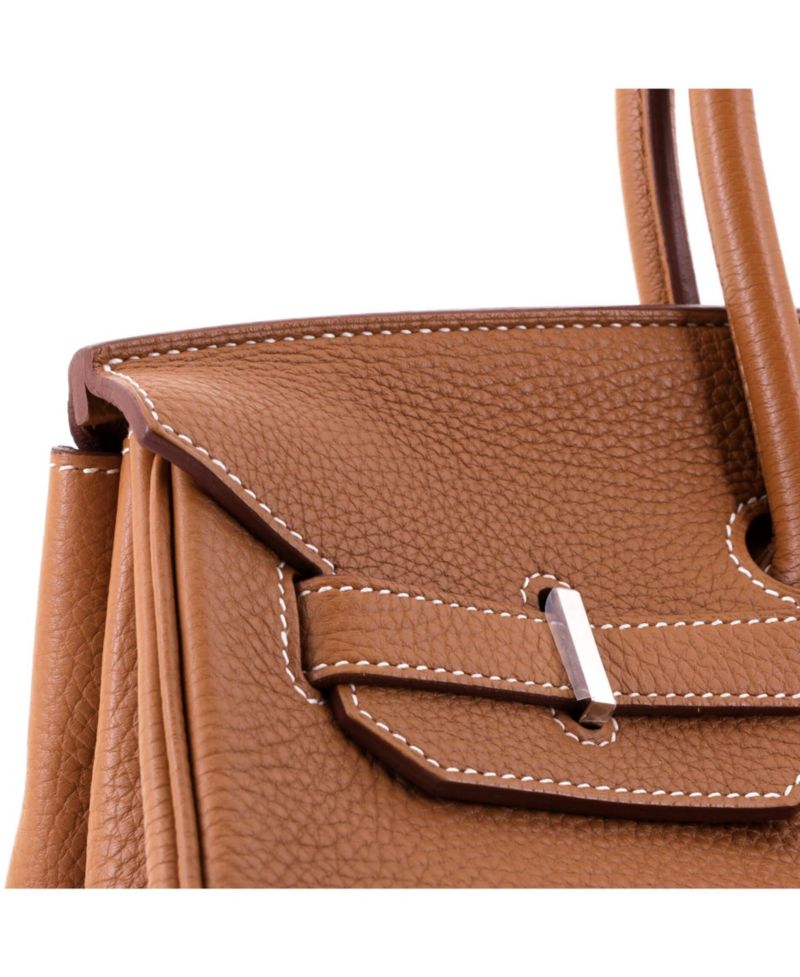 Pre-Owned Hermes Birkin 35 Handbag Brown Togo with Palladium Hardware