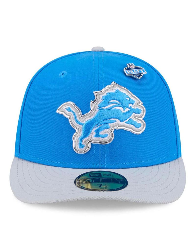 Men's Blue/Silver Detroit Lions 2026 NFL Draft Pre-Curved 59FIFTY Fitted Hat