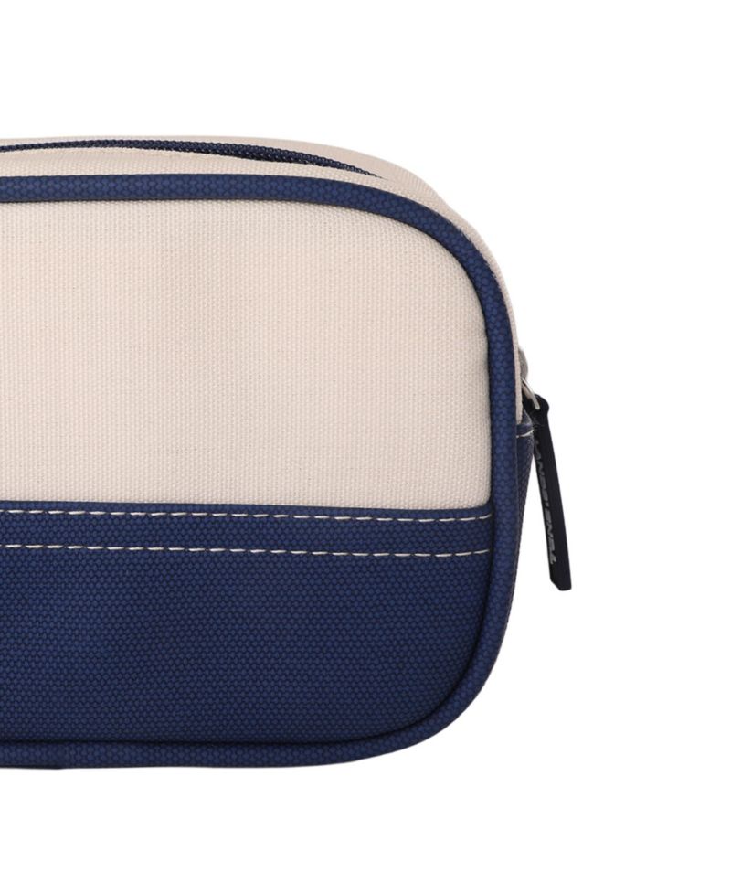 Medium Rectangular Dopp Kit for Travel, Striped Canvas Toiletry Bag with Top Zip