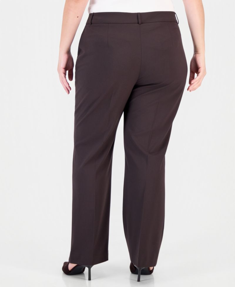 Plus Size Bird Eye Flare Mid-Rise Pants