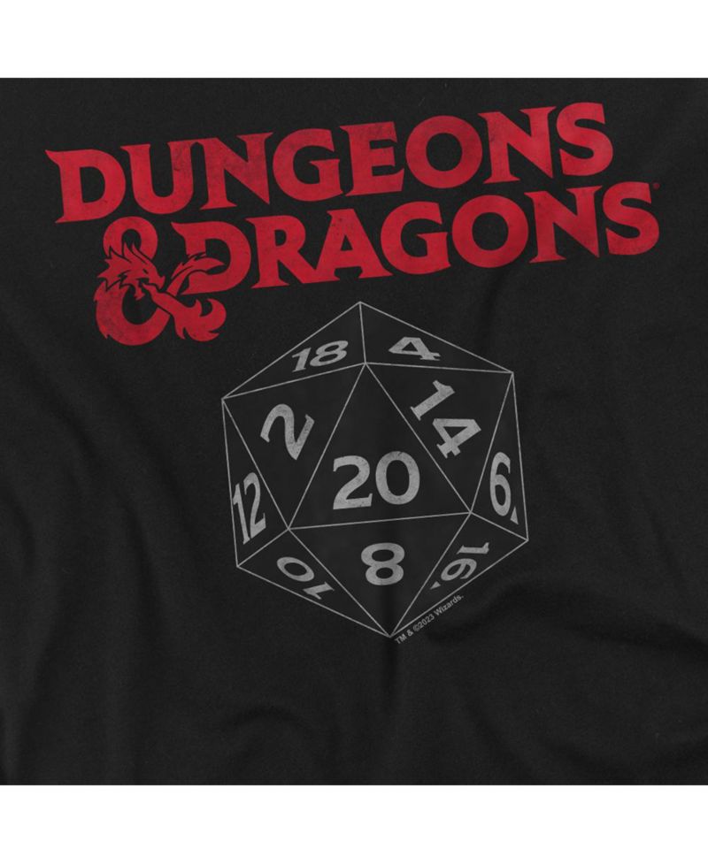 Big & Tall Dungeons and Dragons Black D20 T Shirt