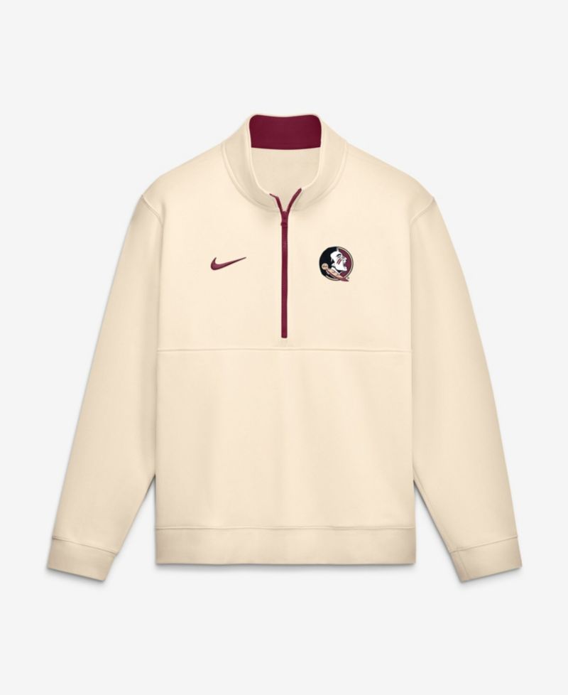 Men's Cream Florida State Seminoles Primetime Club Fleece Half-Zip Pullover Sweatshirt