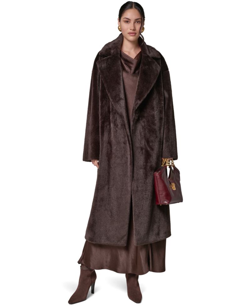Women's Faux Fur Belted Coat