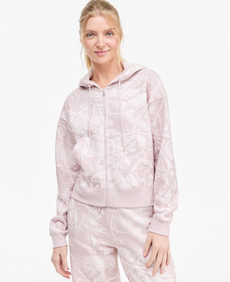 Women's Camo Print Zip-Front Hoodie & Sweatpants