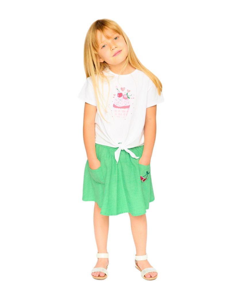 Big Girls Cotton Tie at Waist Jersey T-Shirt
