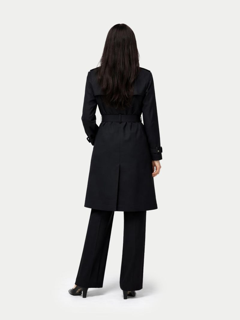Women's Double Breasted Cashmere Trench Coat Black