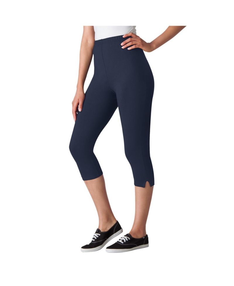 Women's Within Capri Pull-On Stretch Knit Cotton Spandex Leggings